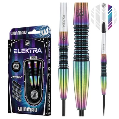 WINMAU Elektra 22 Gram Tungsten Darts with Prism Flights and Vecta Shafts (Stems)
