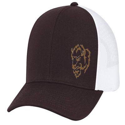 Men's Hunting Season Mesh Back Trucker Hat, Buffalo Head, Maroon/White