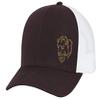 Men's Hunting Season Mesh Back Trucker Hat, Buffalo Head, Maroon/White view 1