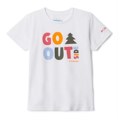 Columbia Girl's Fourmile Creek Short Sleeve Graphic Tee, White Outside Fun, XX-Small