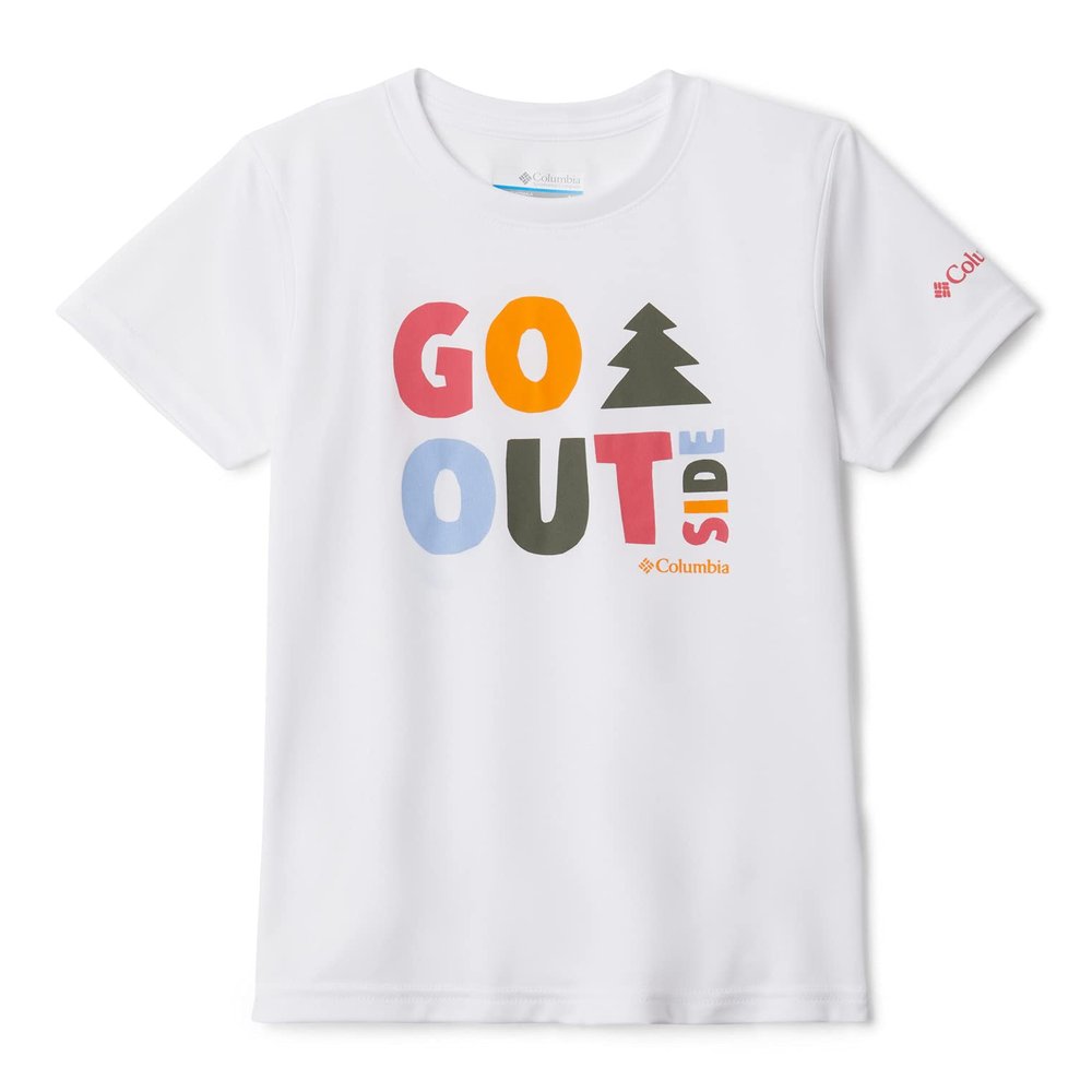 Columbia Girl's Fourmile Creek Short Sleeve Graphic Tee, White Outside Fun, XX-Small