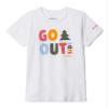 Columbia Girl's Fourmile Creek Short Sleeve Graphic Tee, White Outside Fun, XX-Small