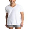 Fruit of the Loom Mens Eversoft Cotton Stay Tucked V-Neck T-Shirt Base Layer Top, Regular - White - 6 Pack, XX-Large US view 2