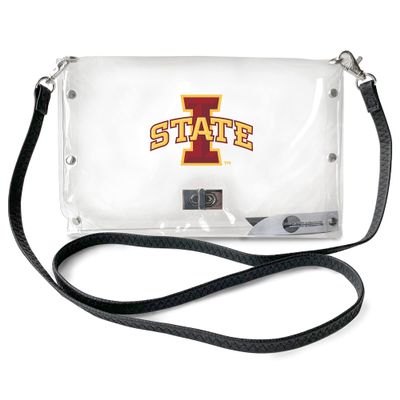 Littlearth NCAA Iowa State Cyclones Clear Envelope Purse with Black Fashion Strap, Team Color, 10" x 6.5" x 0.5"