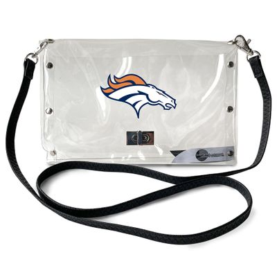 Littlearth NFL Denver Broncos Clear Envelope Purse with Black Fashion Strap, Team Color, 10" x 6.5" x 0.5"