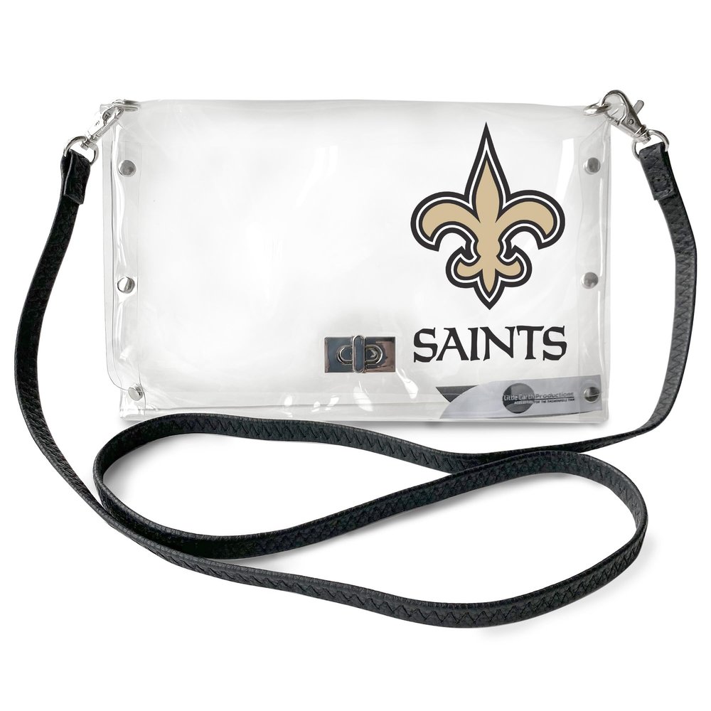 Littlearth New Orleans Saints NFL Clear Envelope Purse with Black Fashion Strap