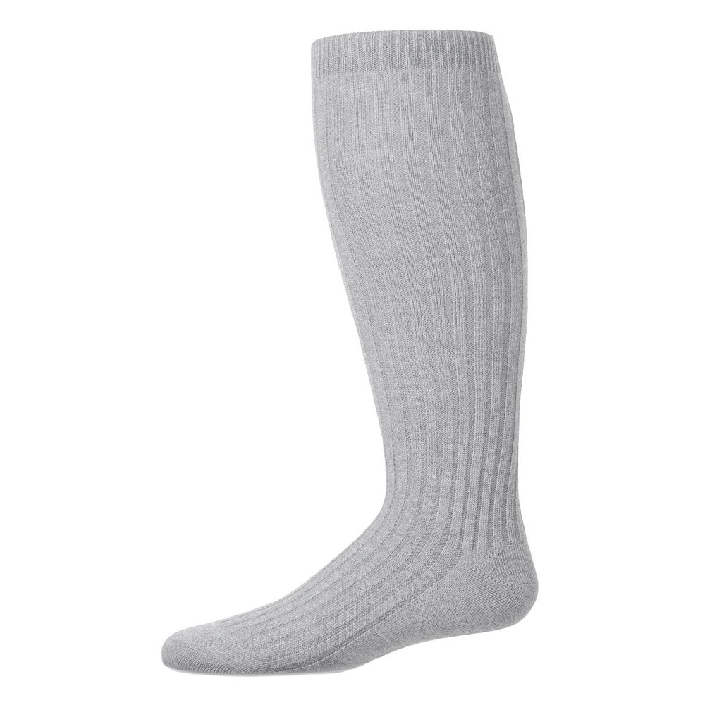MeMoi Ribbed Cotton Blend Knee High Sock Light Gray Heather 8-9