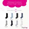 MeMoi Ribbed Cotton Blend Knee High Sock Light Gray Heather 8-9 view 2