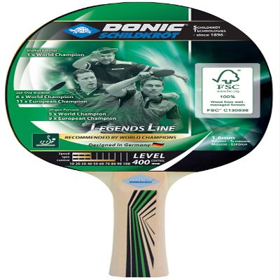 Schildkrt Donic Legends 400 FSC Table Tennis Bat, 1.6 mm Sponge, FSC Wood, Jade - ITTF Rubber, 705241