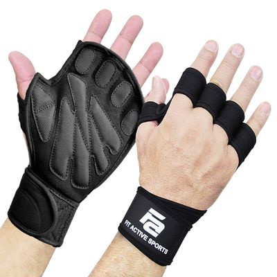 Fit Active Sports New Grip 2.0 Ventilated Weight Lifting Workout Gloves with Wrist Wraps for Gym Exercise, Weightlifting, Pull Ups - for Men & Women