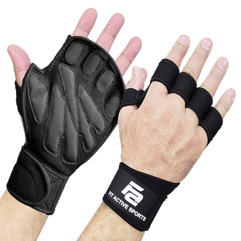 Fit Active Sports New Grip 2.0 Ventilated Weight Lifting Workout Gloves with Wrist Wraps for Gym Exercise, Weightlifting, Pull Ups - for Men & Women