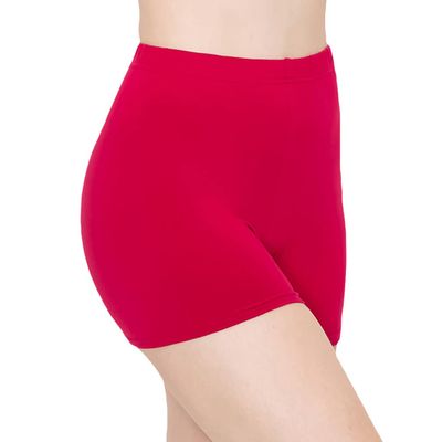 ALWAYS Women's 3" Yoga Shorts - Premium Soft Solid Stretch Running Dance Volleyball Boy Short Lounge Pants Deep Red 3XL
