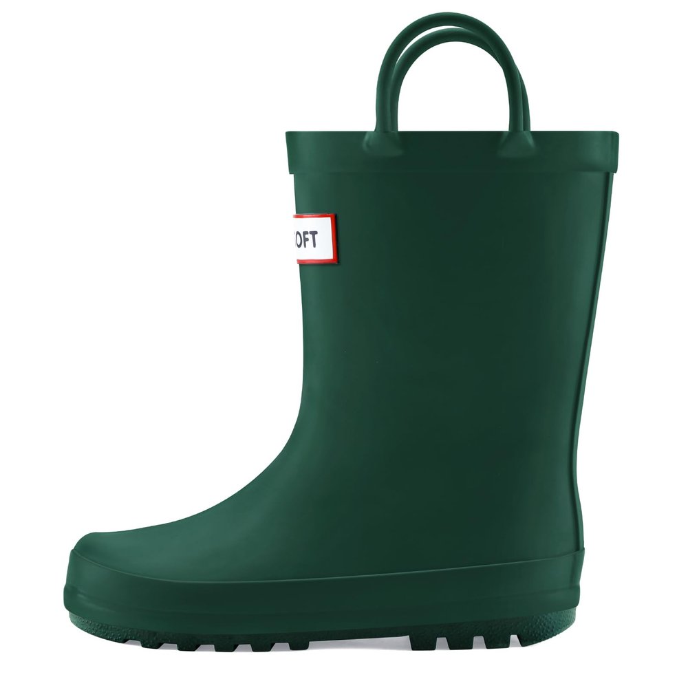 mysoft Kids Rain Boots for Girls and Boys Toddler Waterproof Rubber Cute Printed with Easy-On Handles