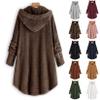 Andongnywell Women's New Hooded Sherpa Outwear Casual Winter Warm Soft Teddy Coat Buttons Hooded Jacket (Black,Medium) view 2