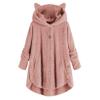 Andongnywell women's long-sleeved hooded faux fur one-piece fluffy oversized coat Round neck collar pocket warm (Pink,3X-Large) view 1