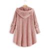 Andongnywell women's long-sleeved hooded faux fur one-piece fluffy oversized coat Round neck collar pocket warm (Pink,3X-Large) view 2