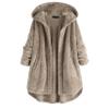 Andongnywell Cardigan for Women Fuzzy Fleece Long Sleeve Hooded Jacket Coat Winter Outwear with Pockets (Khaki,3X-Large)