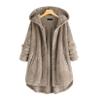Andongnywell Cardigan for Women Fuzzy Fleece Long Sleeve Hooded Jacket Coat Winter Outwear with Pockets (Khaki,3X-Large) view 2