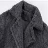 Andongnywell Ms. Fuzzy Wool Coat Button Cardigan Winter Warm Coat Can Stand Collar Long Sleeve Overcoat (Gray,Large) view 3