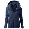 Andongnywell Women's Zip Up Faux Shearling Fluffy Hooded Cropped Teddy Jacket Lamb wool Casual Coat (Navy,Small) view 2