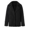 Andongnywell Ms. Fuzzy Wool Coat Button Cardigan Winter Warm Coat Can Stand Collar Long Sleeve Overcoat (Black,Large)