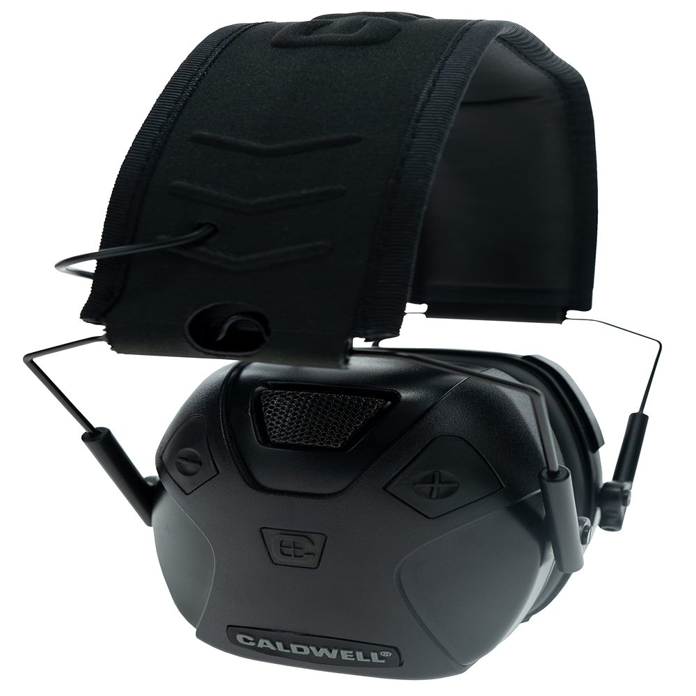Caldwell E-MAX Adult Black Bluetooth Alkaline Low Profile Electronic Muffs with 24 NRR Ear Protection for Shooting, Hunting