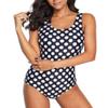 Athletic One Piece Bathing Suits High Waisted Womens Swimwear Ladies Swimsuits for Women Tummy Control Black-Point US 6-8 view 2