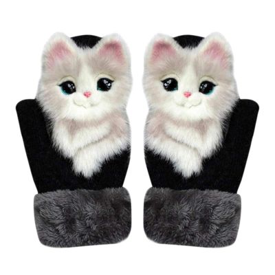Hand-Knitted Pet Gloves Handmade Plush Animal Gloves,Full Fingers Thickening Soft Winter Warm Mittens for Kids Girl