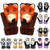 Hand-Knitted Pet Gloves Handmade Plush Animal Gloves,Full Fingers Thickening Soft Winter Warm Mittens for Kids Girl view 2