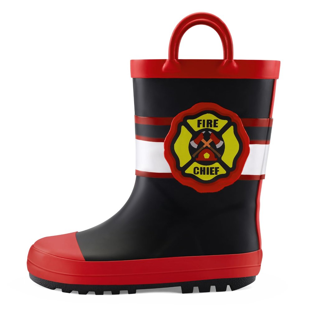 mysoft Kids Rain Boots for Girls and Boys Toddler Waterproof Rubber Cute Printed with Easy-On Handles