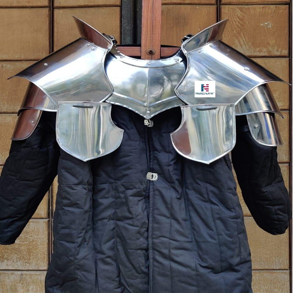 Nautical-Mart Medieval Steel Gorget, Pauldrons, Besagews LARP Reenactment Armor Costume