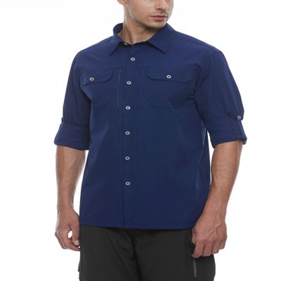Little Donkey Andy Men's Stretch Quick Dry Water Resistant Outdoor Shirts UPF50+ for Hiking, Travel, Camping Navy Size 3XL