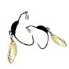 15pcs/Set Weighted Twistlock Hooks with Centering Pin,Silver/Gold Spin Saltwater Worm Hooks Size 0.07-0.25oz (Black Weight+Gold Spin) view 2