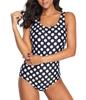 Athletic One Piece Bathing Suits High Waisted Womens Swimwear Ladies Swimsuits for Women Tummy Control Black-Point US 10-12 view 2