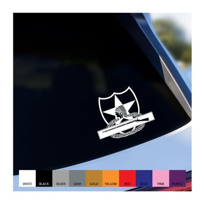 2nd Infantry and CIB Vinyl Decal (White, 6" Wide)