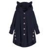 Andongnywell women's long-sleeved hooded faux fur one-piece fluffy oversized coat Round neck collar pocket warm (Blue,4X-Large) view 1