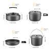 Bulin 13Pcs Camping Cookware Mess Kit, Nonstick Backpacking Cooking Set, Outdoor Cook Gear for Family Hiking, Picnic Lightweight Cookware Sets(Kettle, Pots, Frying Pan, BPA-Free Bowls, Plates, Spoon) view 3