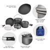 Bulin 13Pcs Camping Cookware Mess Kit, Nonstick Backpacking Cooking Set, Outdoor Cook Gear for Family Hiking, Picnic Lightweight Cookware Sets(Kettle, Pots, Frying Pan, BPA-Free Bowls, Plates, Spoon) view 4