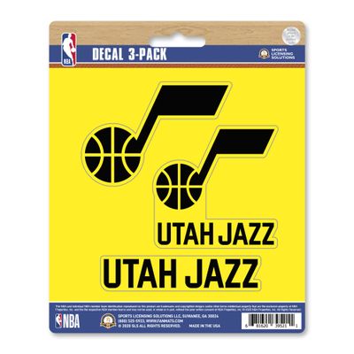 FANMATS 63285 NBA - Utah Jazz 3 Piece Decal Sticker Set Great Gift for Sports Fans - Works On Hard Surfaces - for Homes, Cars, Trucks, SUVs.