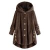 Andongnywell Women Oversized Sherpa Hoodie Fuzzy Fleece Jacket Single Row Buttons Outerwear Coat with Pockets (Coffee,3X-Large) view 1