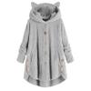 Andongnywell women's long-sleeved hooded faux fur one-piece fluffy oversized coat Round neck collar pocket warm (Gray,5X-Large) view 1