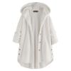 Andongnywell Womens Fuzzy Fleece Jacket Solid Open Front Hooded Buttons Coats Long Sleeve Outwear with Pockets (White,Small) view 1