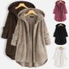 Andongnywell Womens Fuzzy Fleece Jacket Solid Open Front Hooded Buttons Coats Long Sleeve Outwear with Pockets (White,Small) view 4