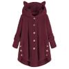 Andongnywell Women's New Hooded Sherpa Outwear Casual Winter Warm Soft Teddy Coat Buttons Hooded Jacket (Wine Red,5X-Large) view 1