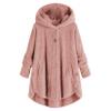 Andongnywell Women Oversized Sherpa Hoodie Fuzzy Fleece Jacket Single Row Buttons Outerwear Coat with Pockets (Pink,X-Large) view 1