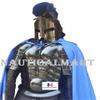 Nautical-Mart Roman Black Antique Muscle Armor Jacket with Shoulder Guard 300 Spartan Helmet, Royal Blue Cape, Gambeson view 1