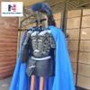 Nautical-Mart Roman Black Antique Muscle Armor Jacket with Shoulder Guard 300 Spartan Helmet, Royal Blue Cape, Gambeson view 2