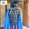 Nautical-Mart Roman Black Antique Muscle Armor Jacket with Shoulder Guard 300 Spartan Helmet, Royal Blue Cape, Gambeson view 3