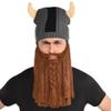 Amscan Viking Hat with Beard (1 Pc.) - One Size - Gray, White & Brown Stretchy Knitted Yarn - Unique Fun Accessory for Parties, Cosplay & More view 1