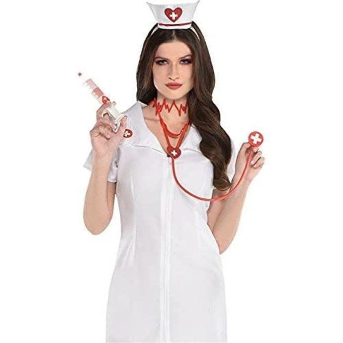 amscan Emergency Nurse Costume Accessory Kit - Various Sizes, Red/White - 4 Pcs.